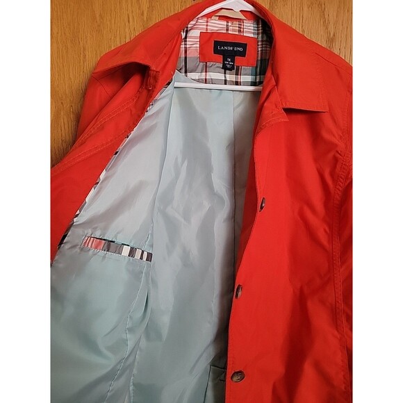 Lands End Women’s Orange Trench Rain Coat Plus size 1X (16-18) Lined - Picture 4 of 6